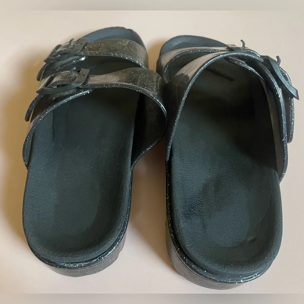 Sparkly Slide Sandals Girls Size 13 Black and Silver
